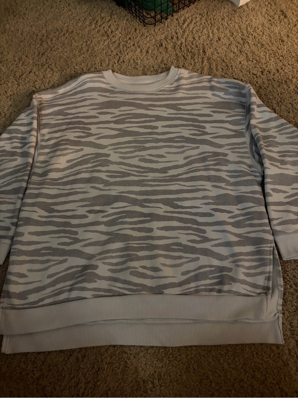 Women’s  Gray Zebra-Print Crewneck Sweater